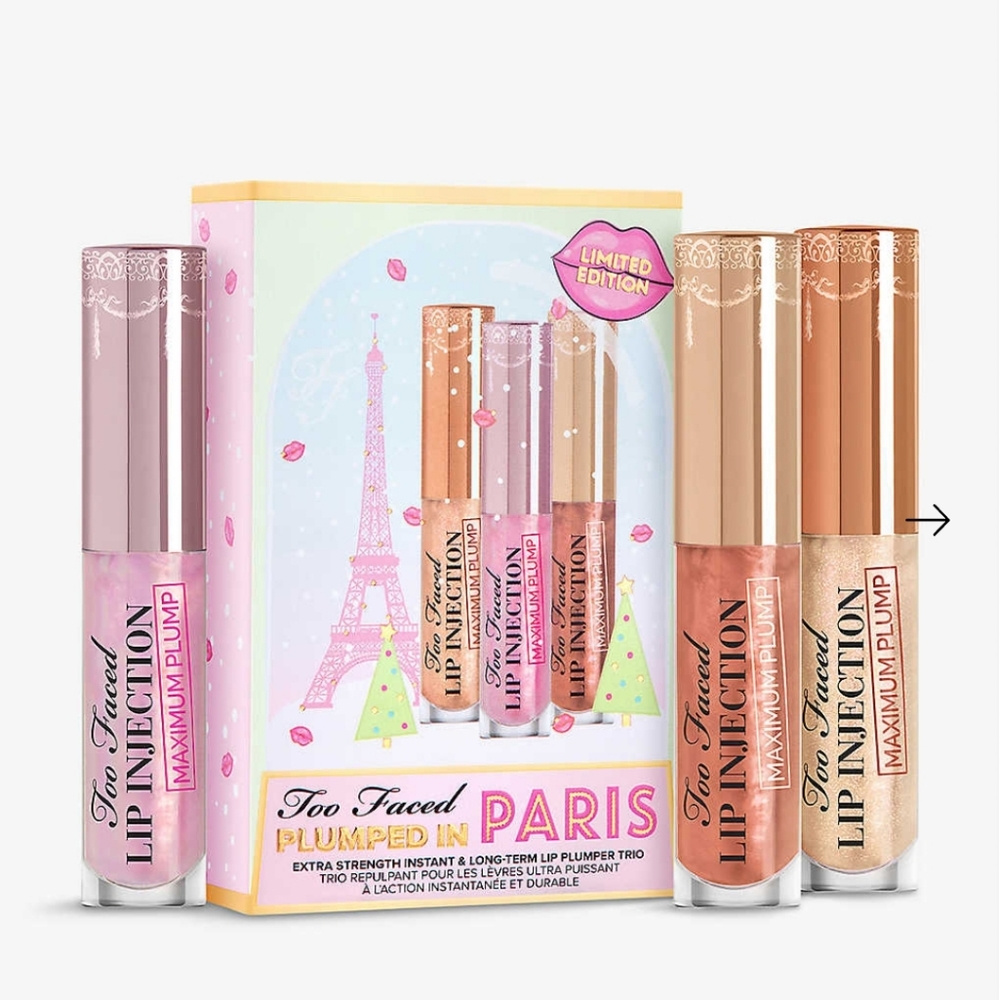 TOO FACED PLUMPED IN PARIS: LIP INJECTION MAXIMUM PLUMP TRIO: LIMITED EDITION
